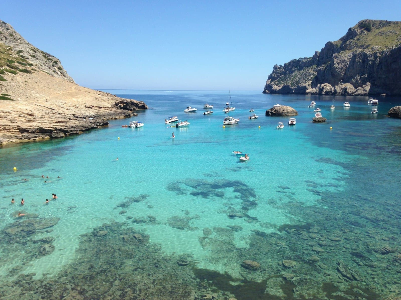 Boats anchored in a Balearic cala