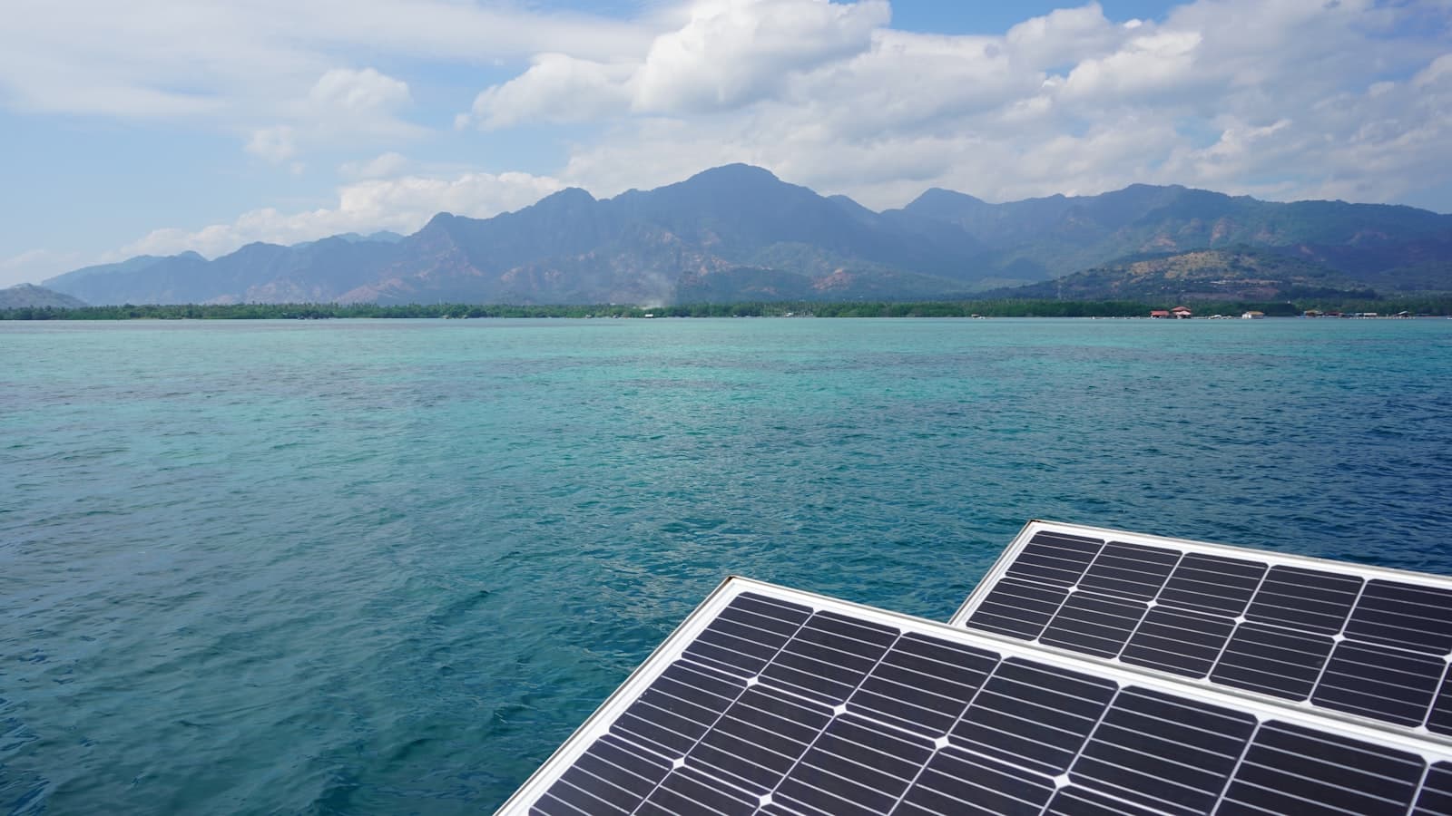 Solar panel mounted on a boat
