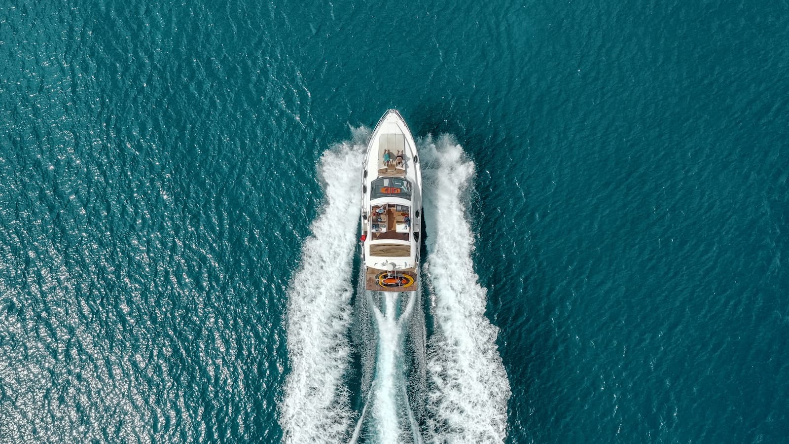 Motor yacht at speed during a sea trial