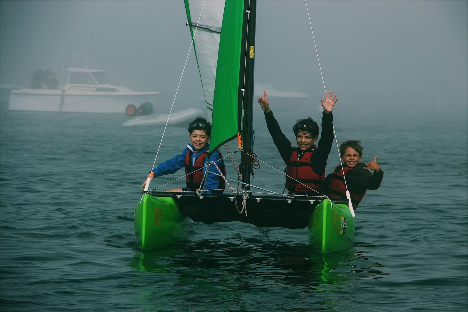 Family enjoying a boat outing